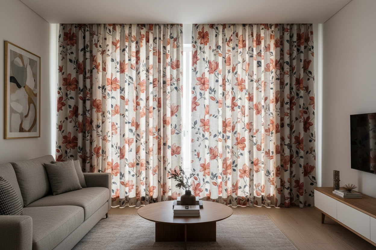 Floral Design Curtain